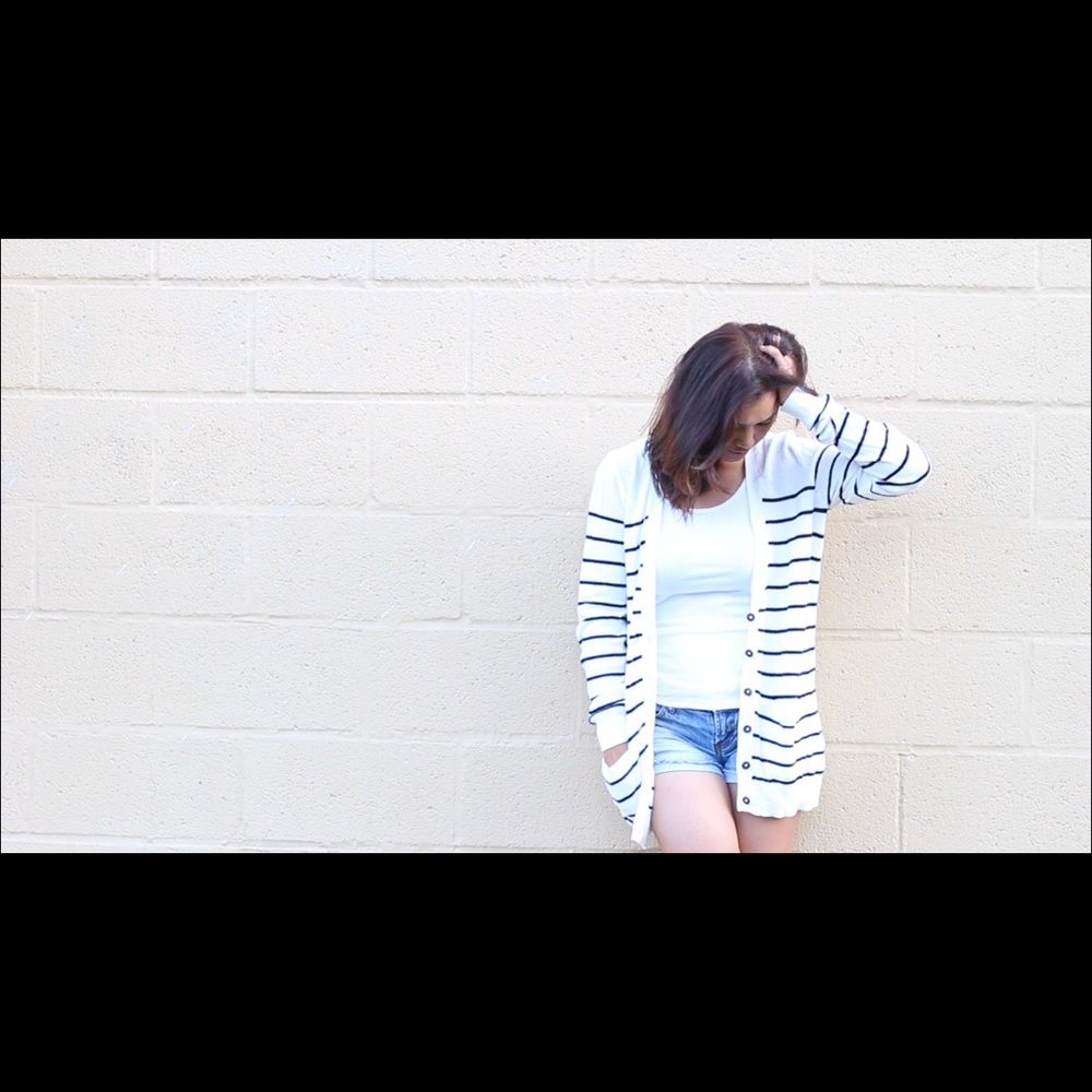Madewell White and Black Striped , Size L